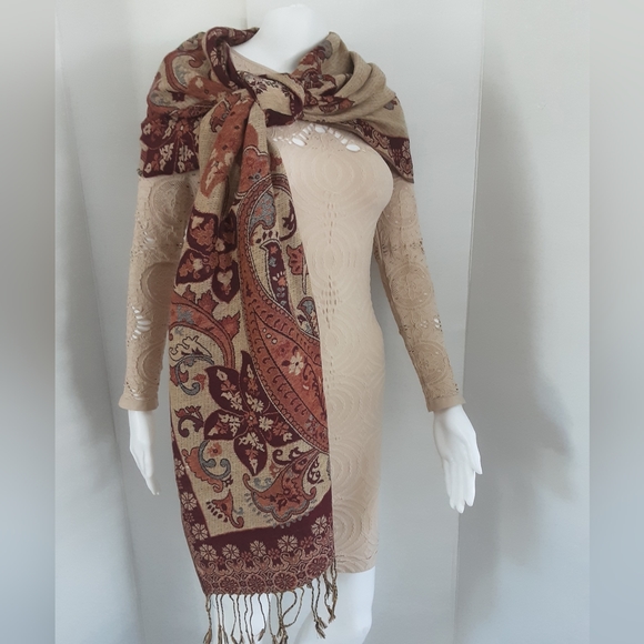 NWOT NEPAL GENUINE 100% PASHMINA (CASHMERE) REVERISBLE WRAP - Picture 4 of 10